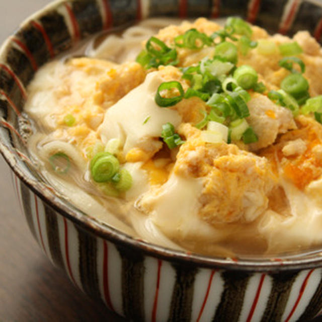 くずし豆腐のたまごとじうどんで朝ごはん