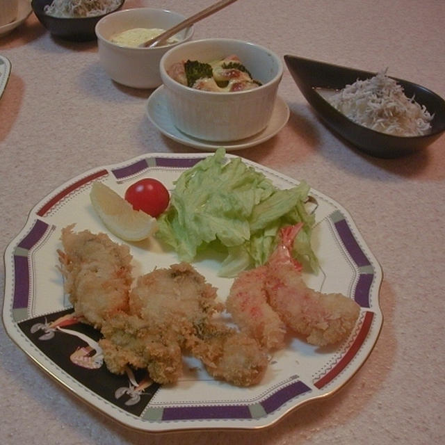 牡蠣フライと釜あげしらすおろし
