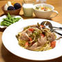 【鶏肉と野菜のシンプルスパゲティ】#トレーニング後のメニューに最適#スパゲティ　…遅めの帰宅トレーニング後の晩ごはん