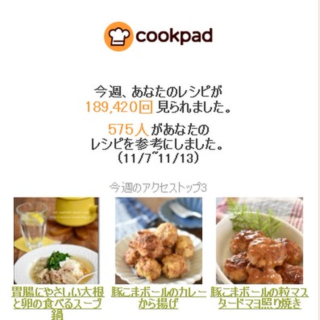 クックパッドさん週間レポート