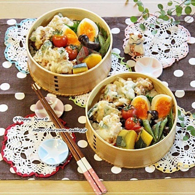 ちびエビ竹輪オクラのかき揚げ弁当とパン焼き♪