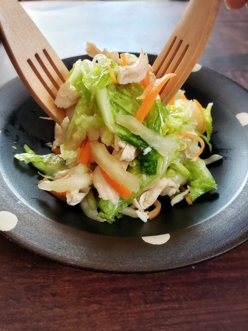 野菜不足解消に♥️白菜と蒸し鶏の和風おかずサラダ