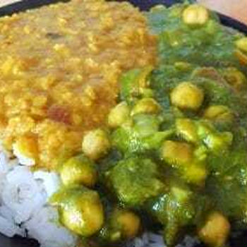 インド風・ほうれん草とひよこ豆の緑のカレーのレシピ