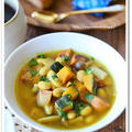 大豆とかぼちゃの食べるカレースープ【食べる野菜パワースープレシピ】
