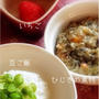 219日目-3　軟飯85g+えんどうまめ5g+ひじきの煮物70g+いちご1個、バナナ1/4本