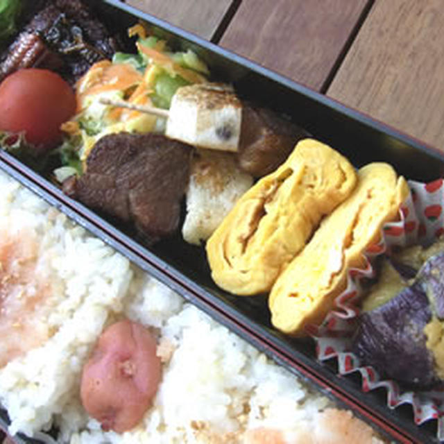 手作りハムと山芋の弁当