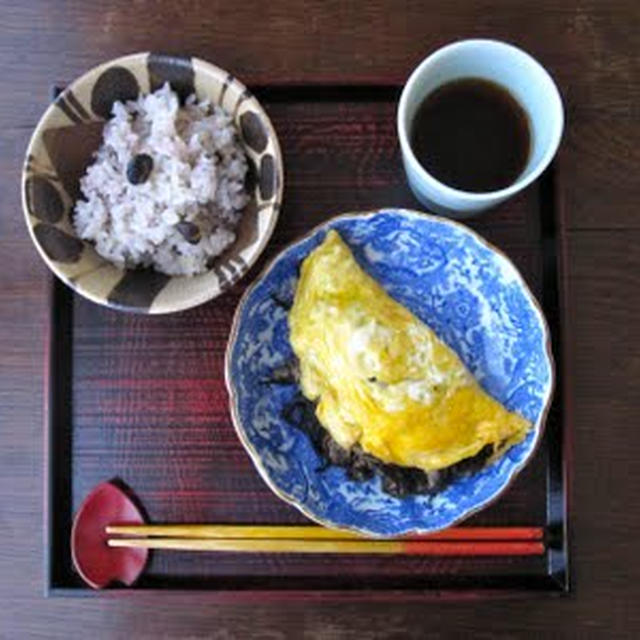 ひじきの玉子焼きの朝食