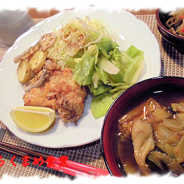 オーブンで焼く【鶏の唐揚げ】定食