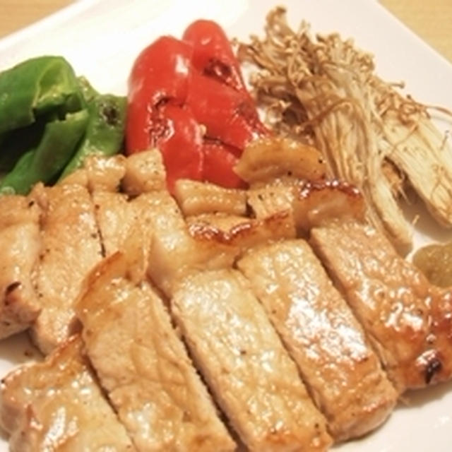 干しエノキと塩麹豚のソテー