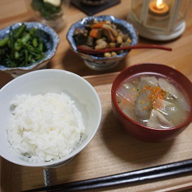 夕飯（生姜の豚汁）とお気にいりのコーヒー