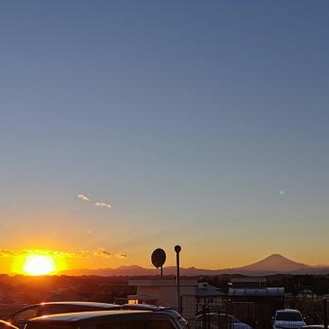夕日の富士山
