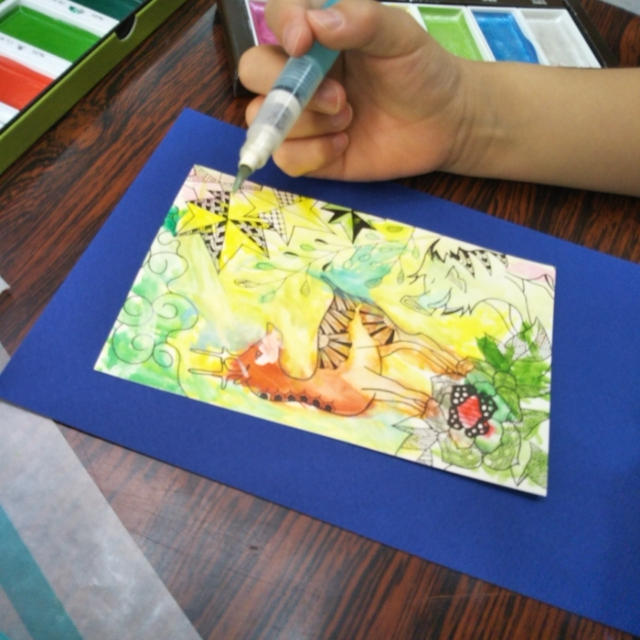 東急ハンズ☆顔彩を使って美しいぬり絵にチャレンジ！