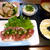 カツオのお刺身と豚肉と蕪のペペロン風の献立　（２日分）