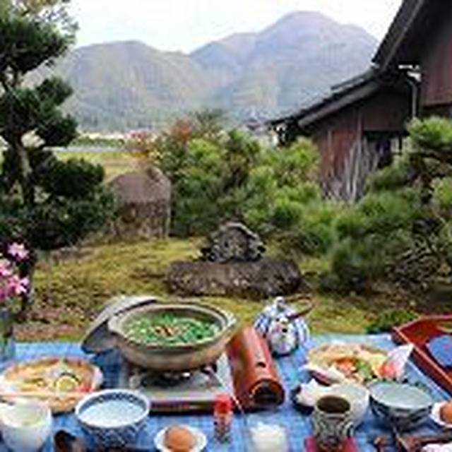 山を眺めながら鍋焼きうどん（笑）