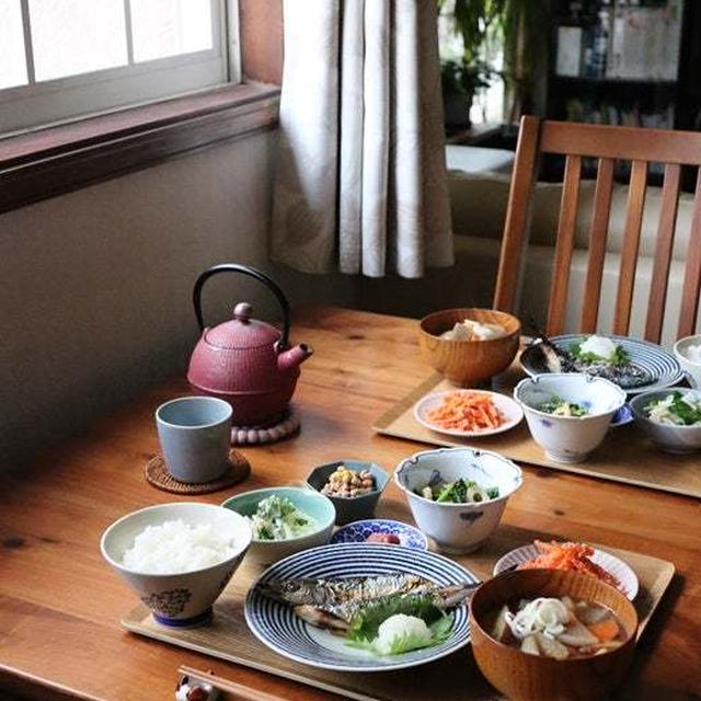 さんまの塩焼き と けんちん汁・献立。