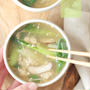 青梗菜と鶏ひき肉の中華とろみスープ