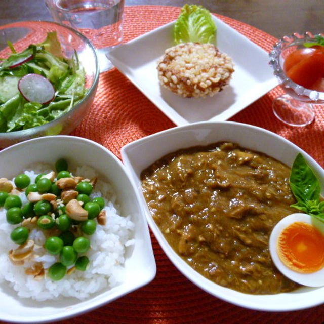 鶏もも肉とパイナップルカレーの献立