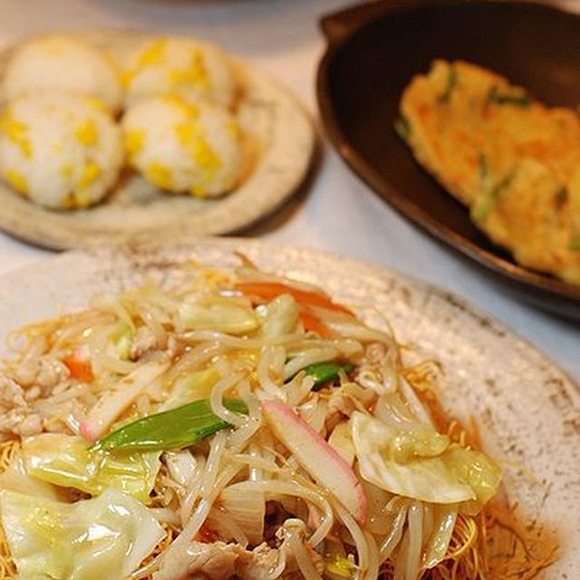昨日の夕ご飯＊皿うどん定食