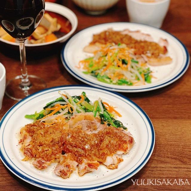 ガツンと食欲そそるお肉料理と赤ワインで大満足の夕食