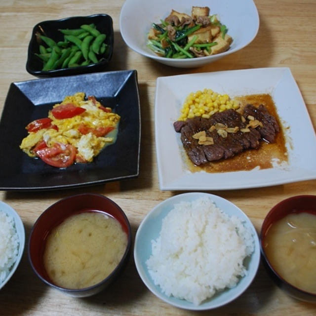 昨夜は小松菜と厚揚げのオイスターソース炒めなど～