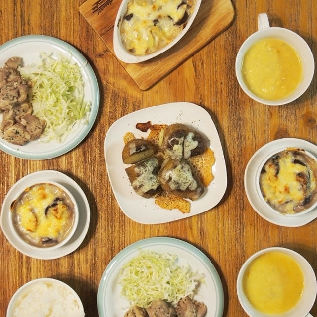 鶏のガーリックオイル煮の晩御飯。