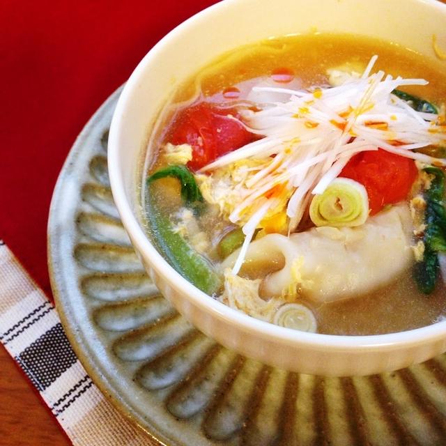 紀文餃子モニター お手本レシピ②『トマトとレタスのスープ餃子』