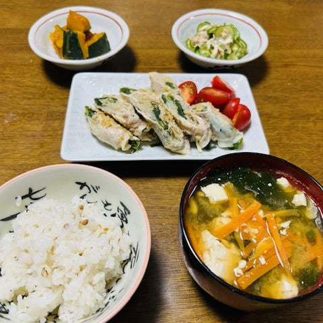 韮とエノキの豚肉巻き（晩御飯）