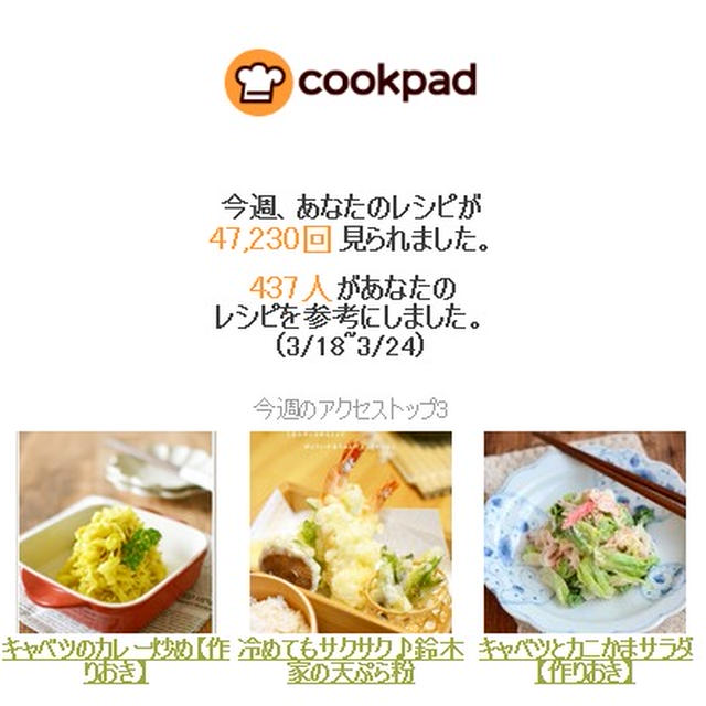 クックパッドさんの週間レポート
