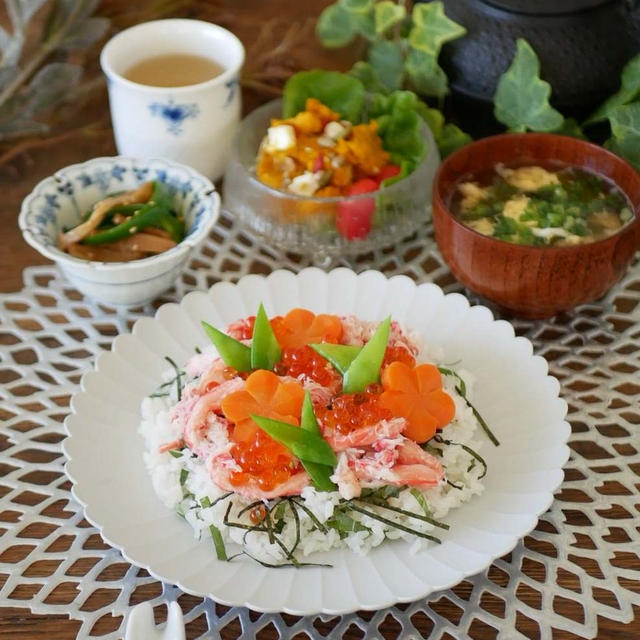 カニのほぐし身で簡単ちらし寿司
