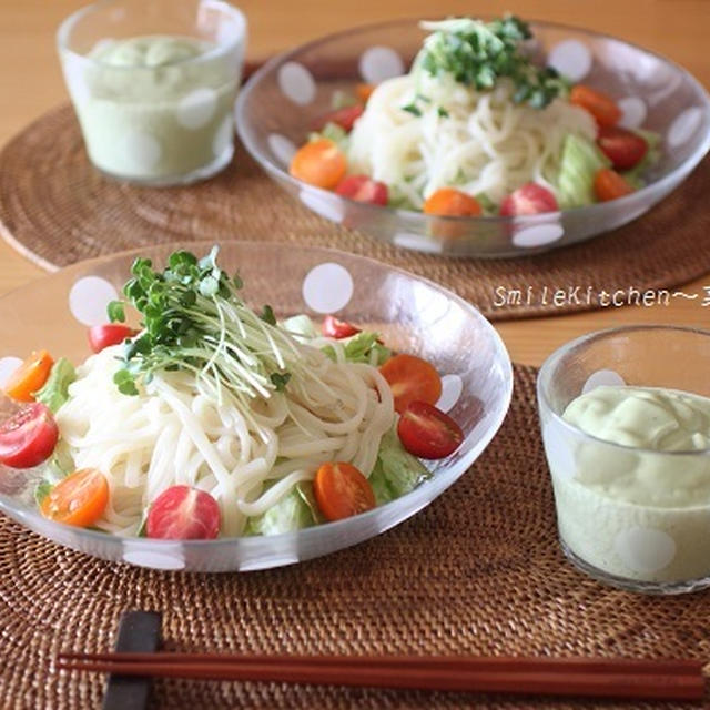 レシピ【若さを保ち美白効果も！！アボカドつけうどん】オカキチさん開催の夏の納涼祭参加レシピ