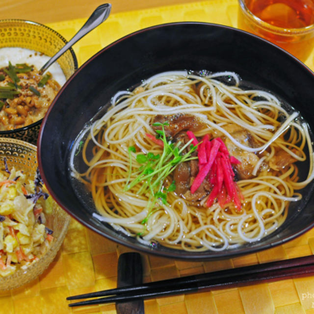 ３月１２日　火曜日　おべんとなし。ソーキそば風（前日の晩ごはん）