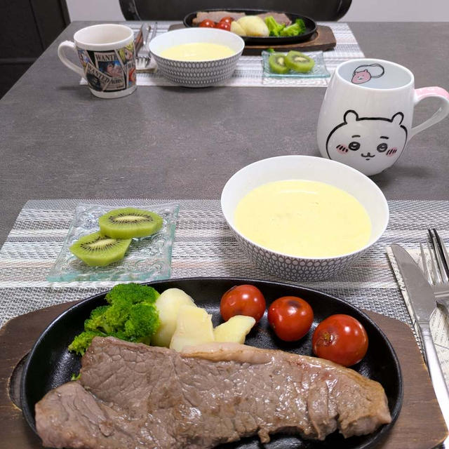 牛ステーキの献立。２か月半ぶりに滋賀県、夫の命日のお墓参り。義母の家のいろいろ。