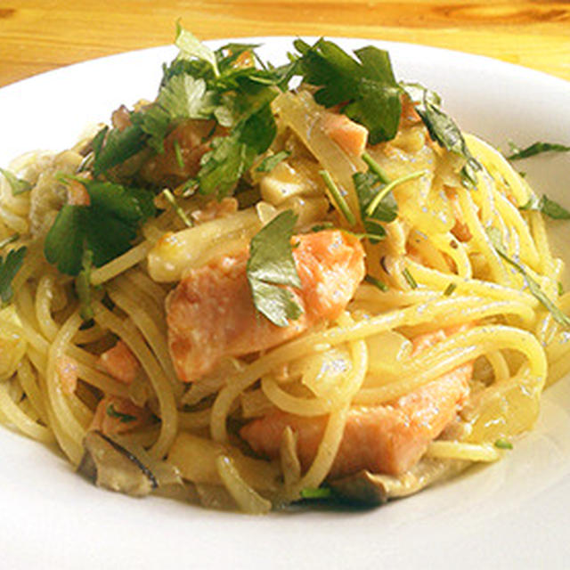 サーモンの塩麹漬けをパスタにしてみた