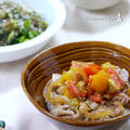 トマトオイスターだれ豚丼。　と、塩だし漬けの漬け汁で一品。の晩ご飯。 by 西山京子/ちょりママさん