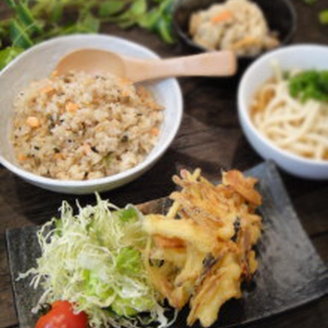 昼カフェ★Ｗポテトと鶏ささみのかき揚げ定食～