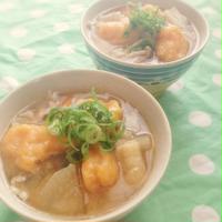 野菜ジュースですいとん〜味噌仕立て