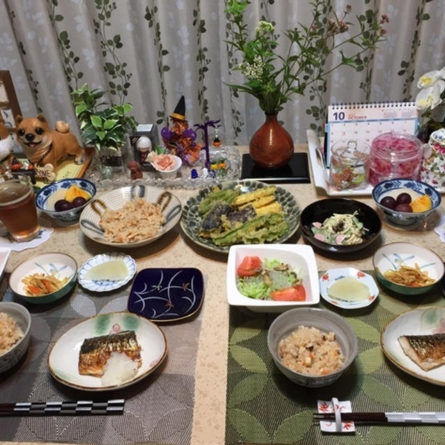 マコモタケ＆四角豆の天婦羅など‥