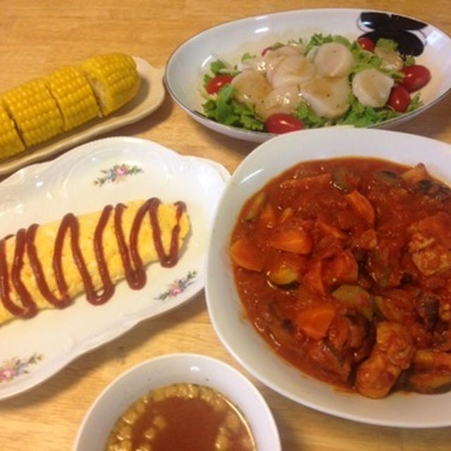 一昨日は鶏と野菜のトマト煮など～