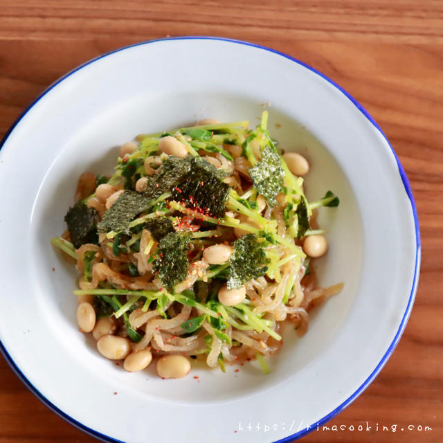 【レシピ】しらたきと豆苗のヘルシーサラダ