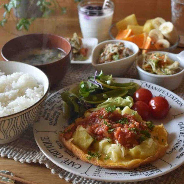 朝ごはんー。