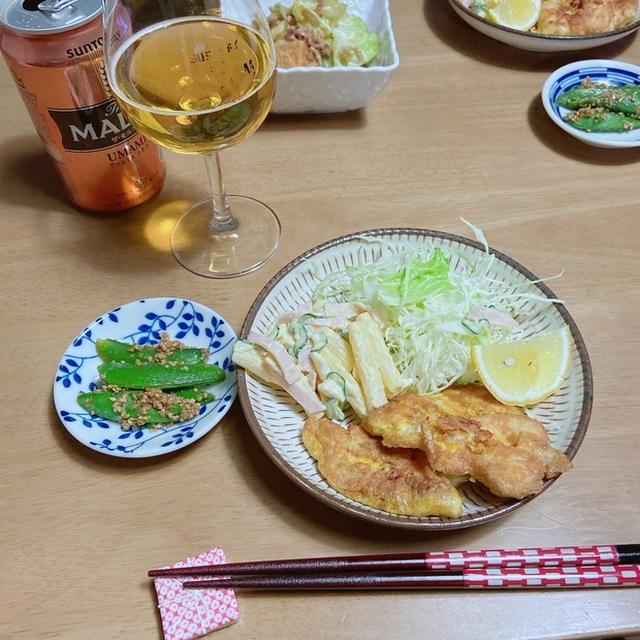 ささみのカレーピカタの献立