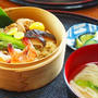 蒸籠ご飯風でプチおもてなし！トッピングでちょっと豪華な鶏ごぼうご飯　　