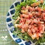 柚子胡椒マヨポンで食べる“カリカリベーコン＆油揚げの水菜サラダ”