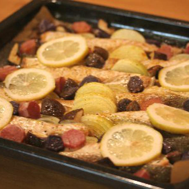カレー風味の秋鮭オーブン焼き♪栄養療法的な低ＧＩ糖質制限ダダモB型食
