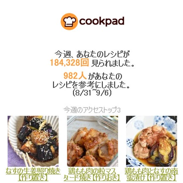 クックパッドさん週間レポート
