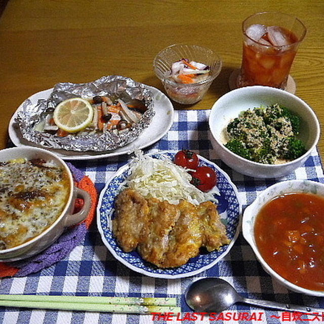 【夕食】カレードリア・さけのホイル焼き・チキンピカタ…