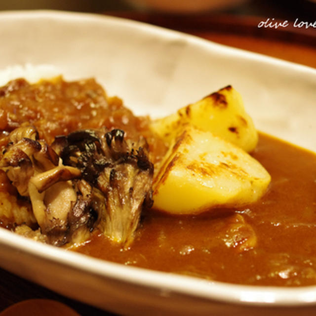 カフェ風カレー★オリーブオイルの焼き野菜のせ