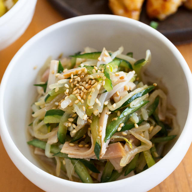 かんたん副菜♬さっぱり美味しい！きゅうりともやしとハムの中華サラダ