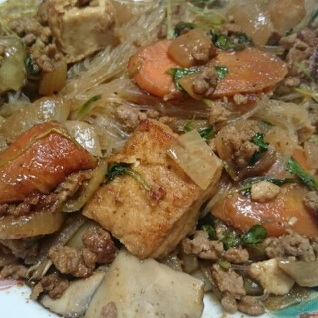 昨日の坦々炒めのアレンジ