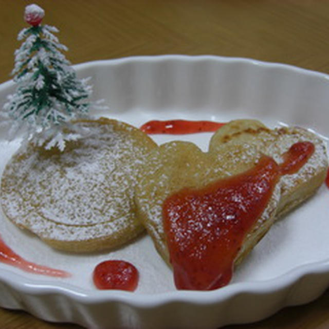 クリスマスっぽく粉雪パンケーキ